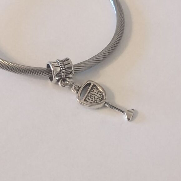 Silver Margarita / Wine Dangle Charm for Pandora Style Bracelet - Picture 3 of 4